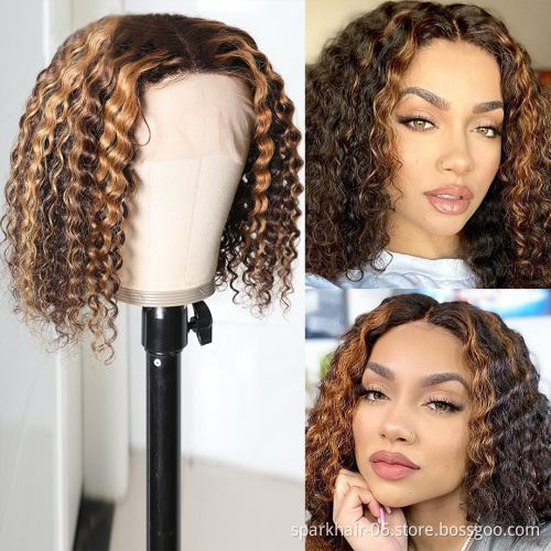 SPARK Wholesale Highlight Short Bob Human Hair Wigs For Black Women, Hd Lace front Wigs, Highlighted Human Hair Wigs